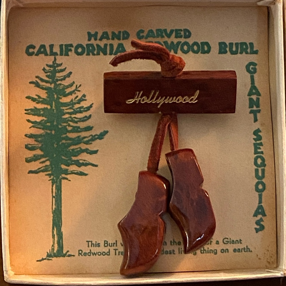 Vintage hand carved California Redwood Burl Giant sequoias Hollywood pin clogs